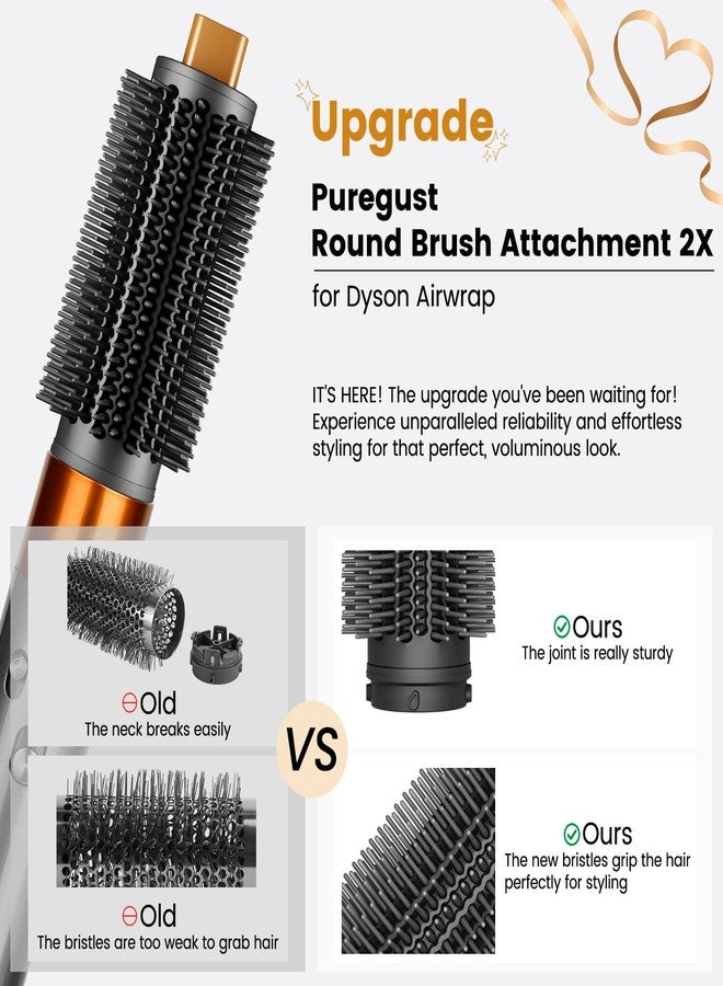 PUREGUST Upgraded 2.3inch Round Volumizing Brush Attachment for Dyson Airwrap HS01 HS05 HS08 Accessories, Upgraded Bristles for Dry Hair Add Volume Style Bangs Smooth Hair - Image 2